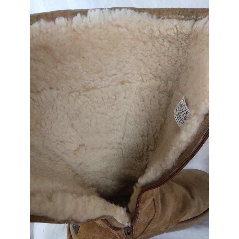 UGG Australia Kenly 1890 Winter Tall Chestnut Suede Side Zip Boots Womens Size 9 - Picture 12 of 13